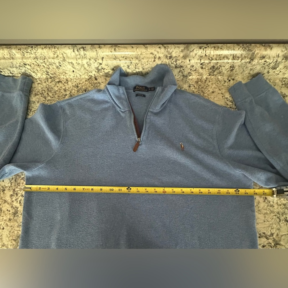 Polo Ralph Lauren Estate Rib 1/4 Zip Pullover Sweater Blue Pony Preppy Size XL - Picture 9 of 10